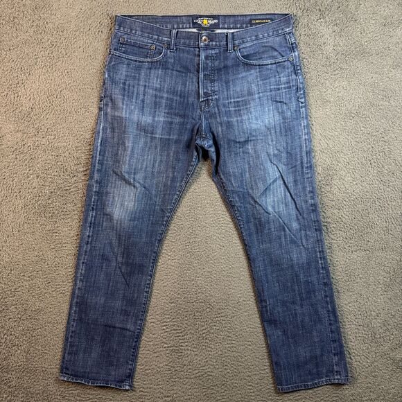 Lucky Brand Jeans Mens 36x30 Blue 121 Heritage Slim Fit Stretch Dark Wash Denim - Picture 1 of 16